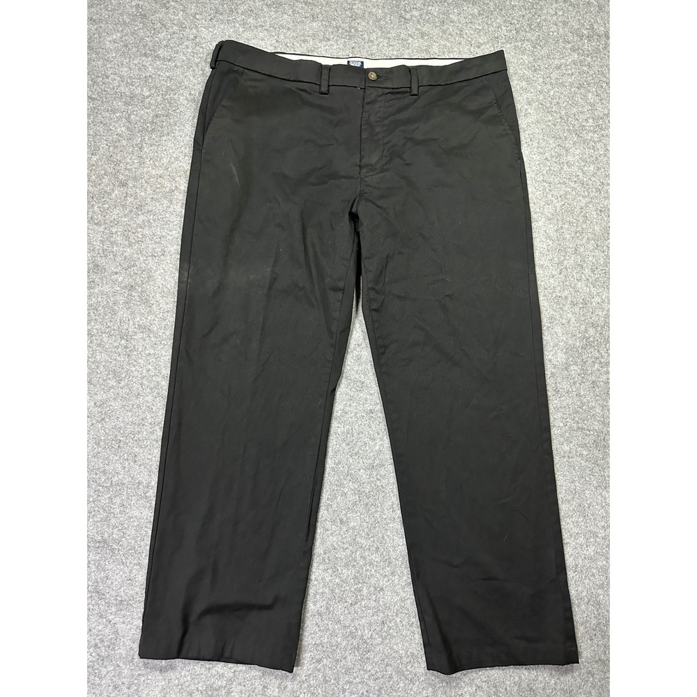 George Mens Black Chino Pants 42x30 Straight Leg Cotton Blend Stretch LH00365